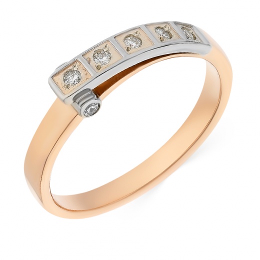 Кольцо из комбинированного золота 585 пробы c 7 бриллиантами 019204 фото 1