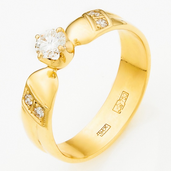 Кольцо из желтого золота 750 пробы c 5 бриллиантами, Л28071957 за 54775