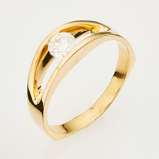 Кольцо из желтого золота 750 пробы c 1 бриллиантом, Л47068554 за 77000