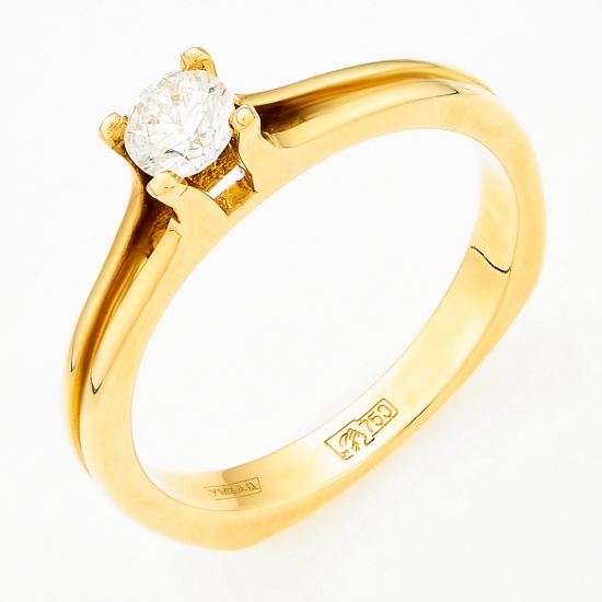 Кольцо из желтого золота 750 пробы c 1 бриллиантом, Л24117861 за 42900