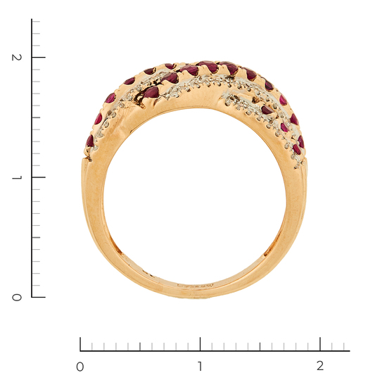 Кольцо из красного золота 585 пробы c 26 рубинами и 48 бриллиантами, Л76008989 за 20925