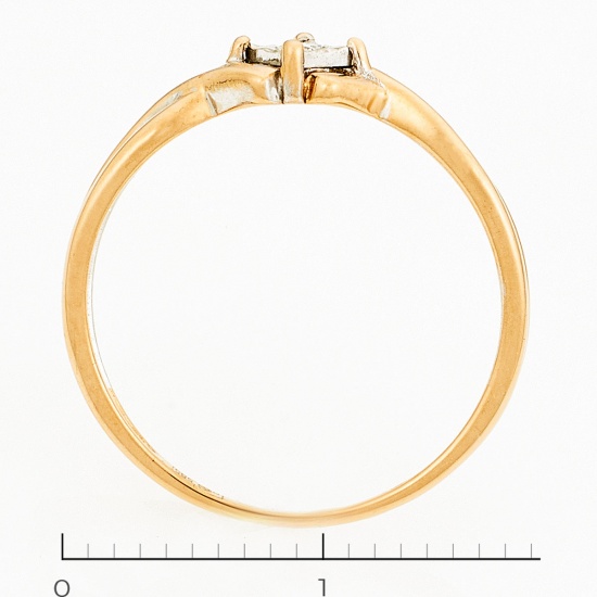 Кольцо из комбинированного золота 585 пробы c 1 бриллиантом, Л66017093 за 6540