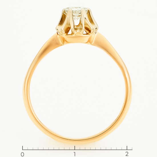 Кольцо из комбинированного золота 583 пробы c 1 бриллиантом, Л75011409 за 30625