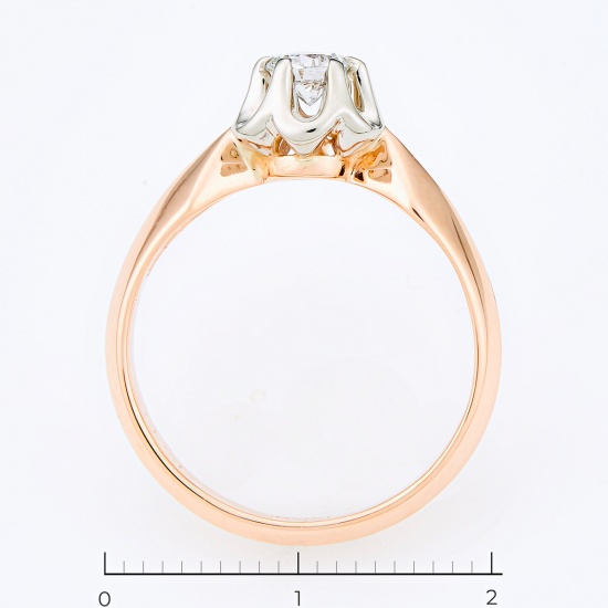 Кольцо из комбинированного золота 583 пробы c 1 бриллиантом, Л24130603 за 66208
