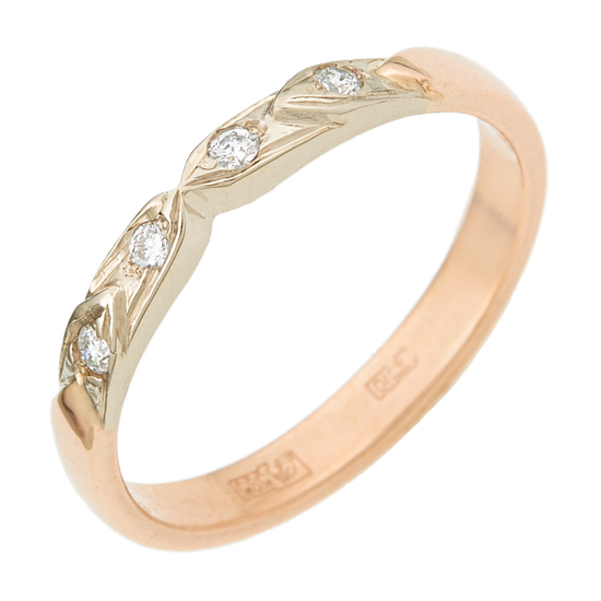 Кольцо из комбинированного золота 585 пробы c 4 бриллиантами, Л23149265 за 14750