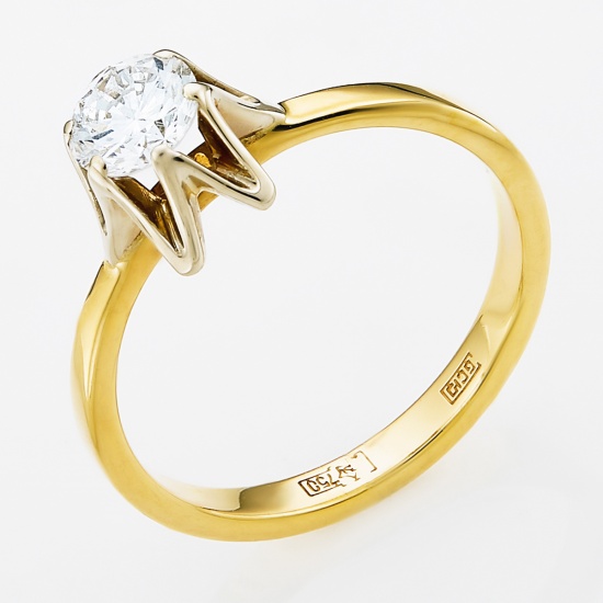 Кольцо из комбинированного золота 750 пробы c 1 бриллиантом, Л47049414 за 199450