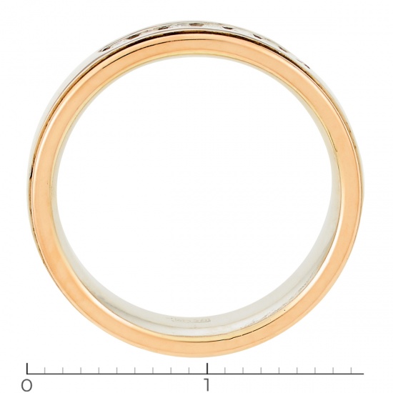 Кольцо обручальное из комбинированного золота 585 пробы c 7 бриллиантами, Л41062646 за 17400