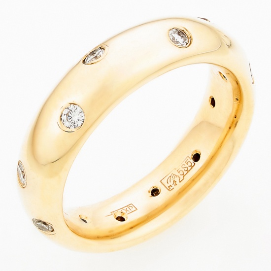 Кольцо из желтого золота 585 пробы c 12 бриллиантами, Л48022512 за 46000
