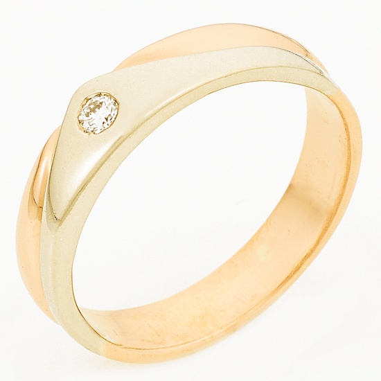 Кольцо из комбинированного золота 585 пробы c 1 бриллиантом, Л63018962 за 17340