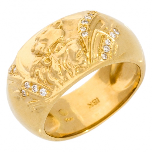 Кольцо из желтого золота 750 пробы c 17 бриллиантами 005317 фото 1