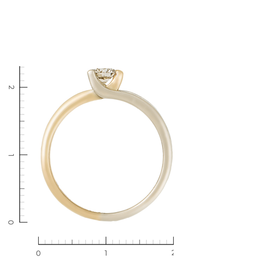 Кольцо из комбинированного золота 585 пробы c 1 бриллиантом, Л73021908 за 23920