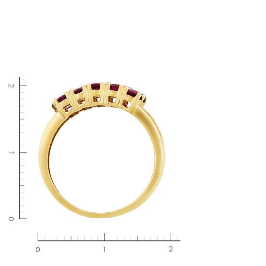 Кольцо из желтого золота 585 пробы c 6 бриллиантами и 10 рубинами, Л62014537 за 32000