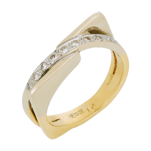 Кольцо из комбинированного золота 750 пробы c 10 бриллиантами Л08083257 фото 1