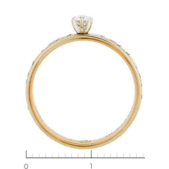 Кольцо из комбинированного золота 585 пробы c 2 бриллиантами, Л28087625 за 8600