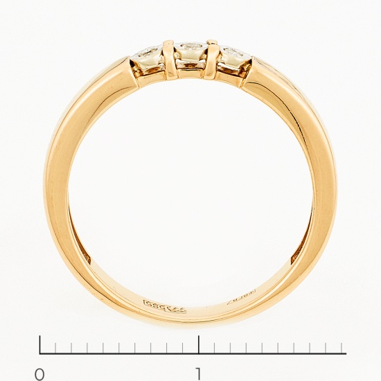 Кольцо из комбинированного золота 585 пробы c 3 бриллиантами, Л28081801 за 11340