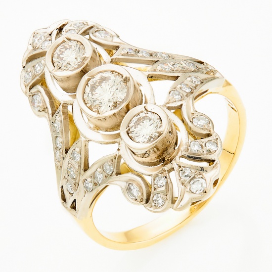 Кольцо из комбинированного золота 750 пробы c 37 бриллиантами, Л19102975 за 163 800 ₽