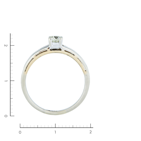 Кольцо из комбинированного золота 585 пробы c 1 бриллиантом, Л52070234 за 42250