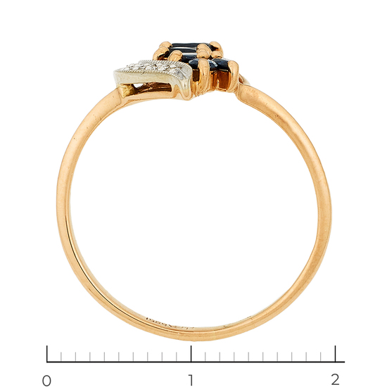 Кольцо из комбинированного золота 585 пробы c 5 бриллиантами и 5 сапфирами, Л31088749 за 12375