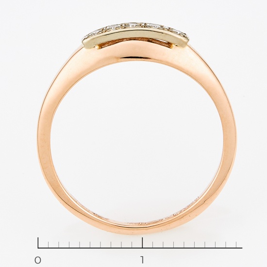 Кольцо из комбинированного золота 585 пробы c 5 бриллиантами, Л52062830 за 11940