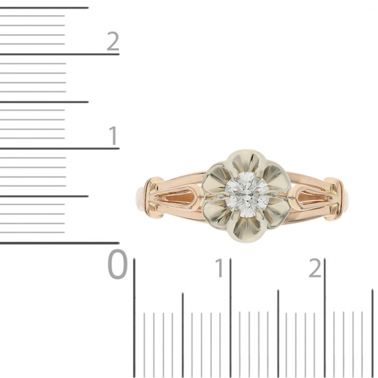 Кольцо из комбинированного золота 585 пробы c 1 бриллиантом, Л49041222 за 85950