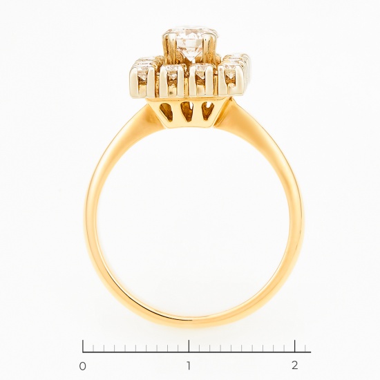 Кольцо из комбинированного золота 750 пробы c 13 бриллиантами, Л33066407 за 173800