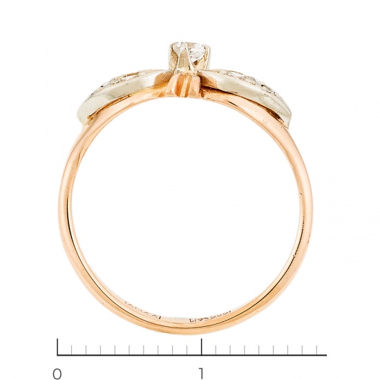 Кольцо из комбинированного золота 585 пробы c фианитами, Л52022998 за 8760