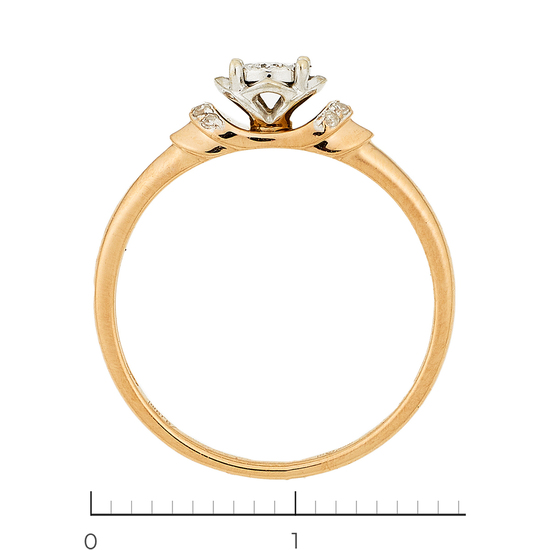 Кольцо из комбинированного золота 585 пробы c 9 бриллиантами, Л22116284 за 9300