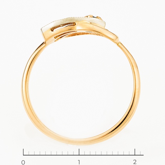 Кольцо из комбинированного золота 585 пробы c 3 бриллиантами и 1 изумрудом, Л71016283 за 10950