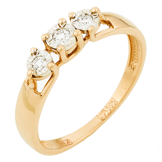 Кольцо из комбинированного золота 585 пробы c 3 бриллиантами, Л05129353 за 11700