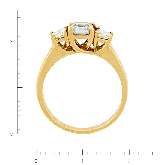 Кольцо из желтого золота 750 пробы c 2 бриллиантами и 1 цвет. сапфиром, Л09094779 за 49960