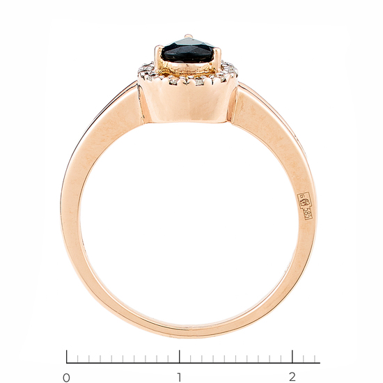 Кольцо из комбинированного золота 585 пробы c 13 бриллиантами и 1 сапфиром, Л39102048 за 26700