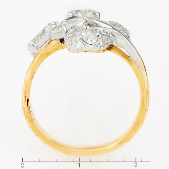 Кольцо из комбинированного золота 750 пробы c 36 бриллиантами, Л23147241 за 650000
