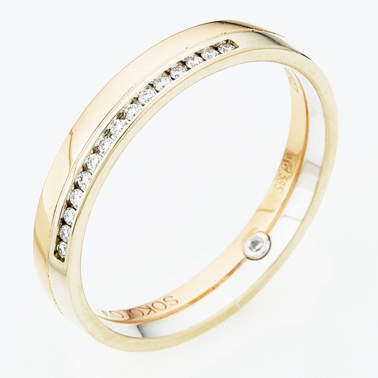 Кольцо из комбинированного золота 585 пробы c 16 бриллиантами, Л29117028 за 10250