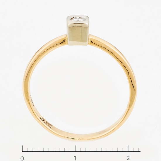 Кольцо из комбинированного золота 585 пробы c 1 бриллиантом, Л33013302 за 14940