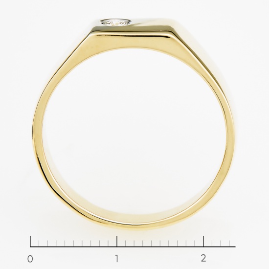 Кольцо печатка из комбинированного золота 585 пробы c 1 бриллиантом, Л06149626 за 35000