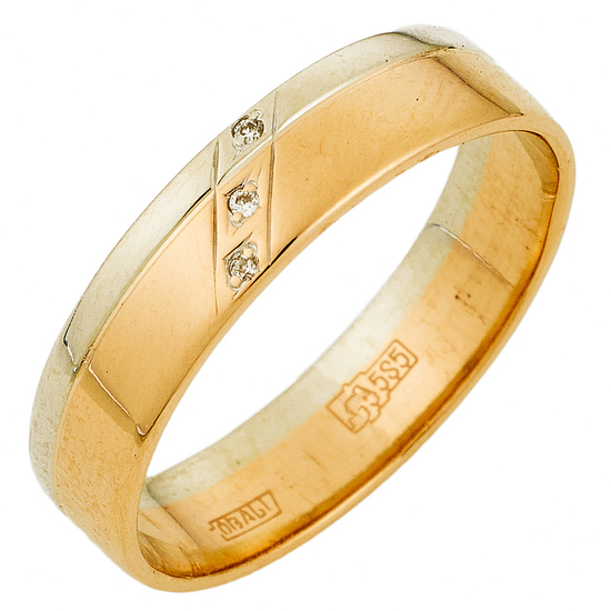 Кольцо из комбинированного золота 585 пробы c 3 бриллиантами, Л06158301 за 9675