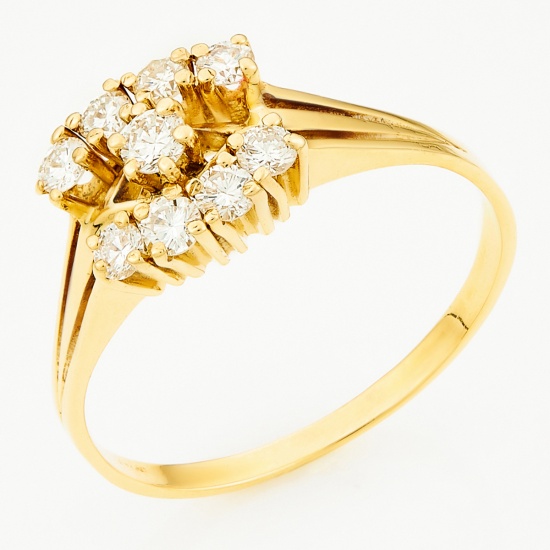 Кольцо из желтого золота 750 пробы c 9 бриллиантами, Л37047678 за 39200