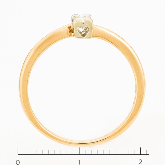 Кольцо из комбинированного золота 585 пробы c 1 бриллиантом, Л08081315 за 10250