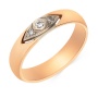 Кольцо обручальное из комбинированного золота 585 пробы c 1 бриллиантом и 2 упр. огр. бриллиантами 015653 фото 1