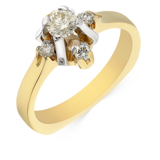 Кольцо из комбинированного золота 750 пробы c 5 бриллиантами, Л33051844 за 77560