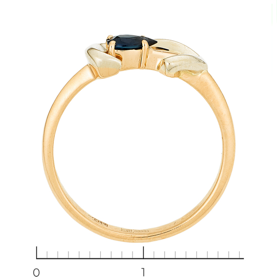 Кольцо из комбинированного золота 585 пробы c 1 сапфиром, Л29123771 за 11655