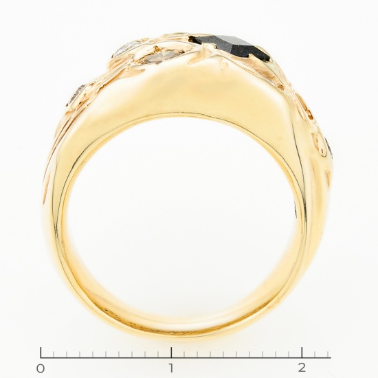Кольцо из желтого золота 585 пробы c 6 бриллиантами и 1 сапфиром, Л66003311 за 102600