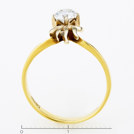 Кольцо из желтого золота 750 пробы c 1 бриллиантом, Л48016217 за 98600
