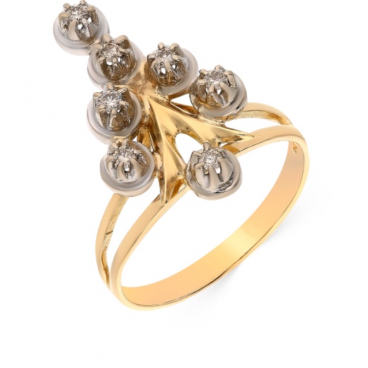 Кольцо из комбинированного золота 750 пробы c 7 бриллиантами 022265 фото 1