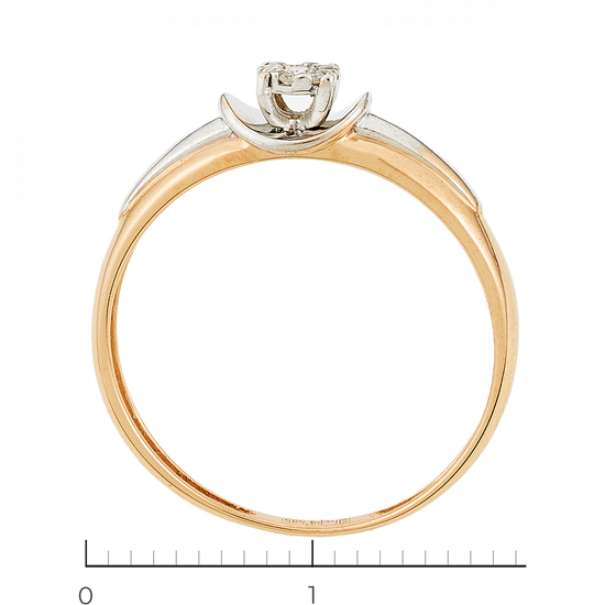 Кольцо из комбинированного золота 585 пробы c 8 бриллиантами, Л22115640 за 7500