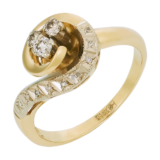 Кольцо из комбинированного золота 500 пробы c 12 бриллиантами Л73022217 фото 1