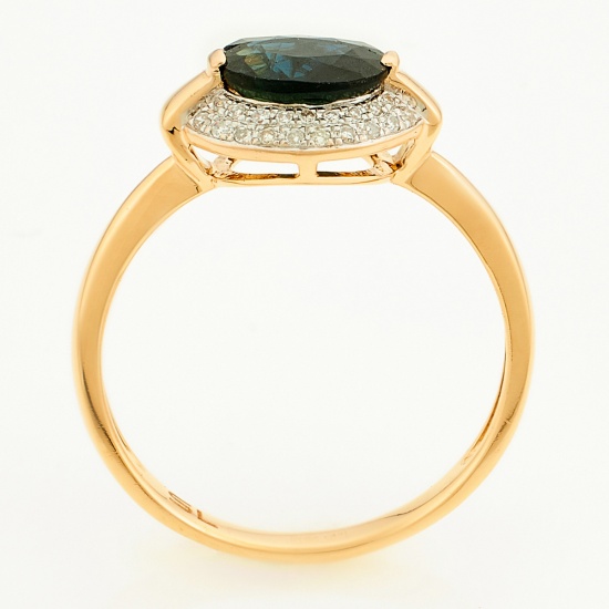 Кольцо из комбинированного золота 585 пробы c 1 сапфиром и 38 бриллиантами, Л35059466 за 21250