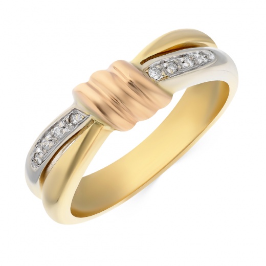 Кольцо из комбинированного золота 750 пробы c 8 бриллиантами 024597 фото 1