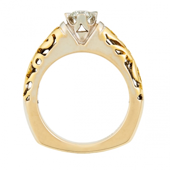 Кольцо из комбинированного золота 750 пробы c 1 бриллиантом, Л47057284 за 104000