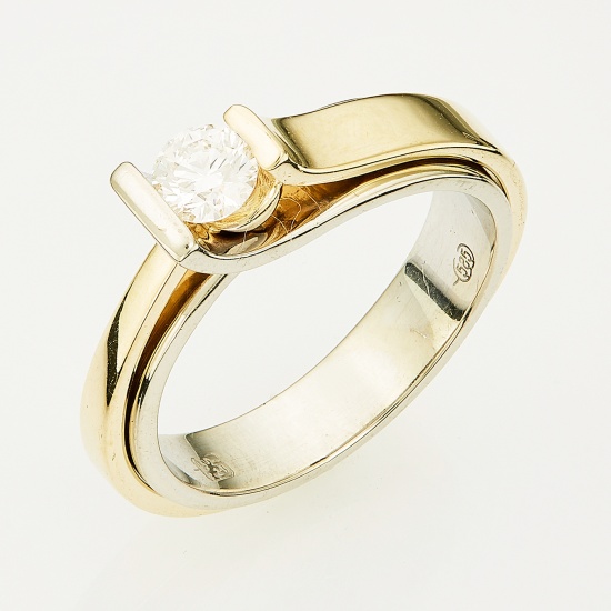 Кольцо из комбинированного золота 500 пробы c 1 бриллиантом, Л62006809 за 70525